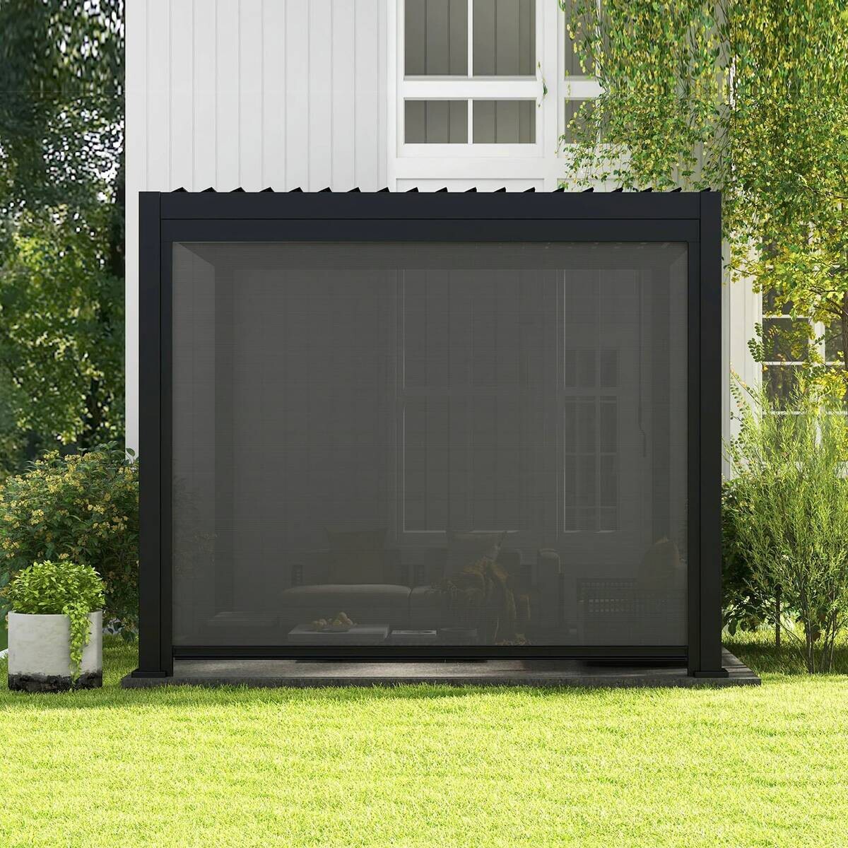 Mirador Sonnenrollo für Pergola Classic und Deluxe anthrazit Aluminium B/H/L: ca. 370,5x236,5x7 cm