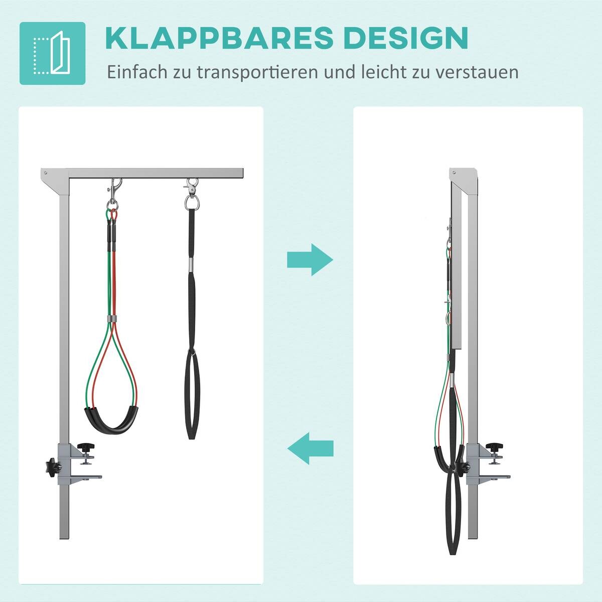 PawHut Haustier Fellpflege m. Klemme silber Aluminium B/H/L: ca. 8x36x74 cm