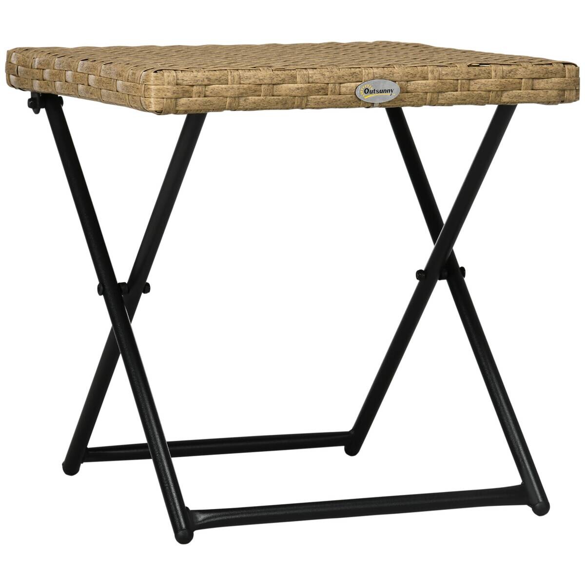 Outsunny Balkontisch natur Polyrattan B/H/L: ca. 40x40x40 cm