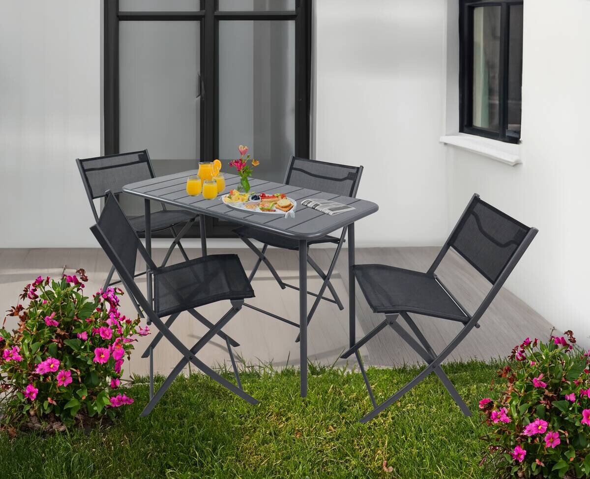 VCM Gartenstuhl 4er Set Sumila schwarz Metall B/H/L: ca. 45x79x46 cm