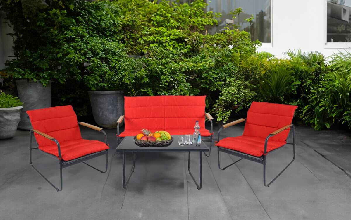 VCM Gartensitzgruppe rot Textilene B/H/L: ca. 110x76x74 cm