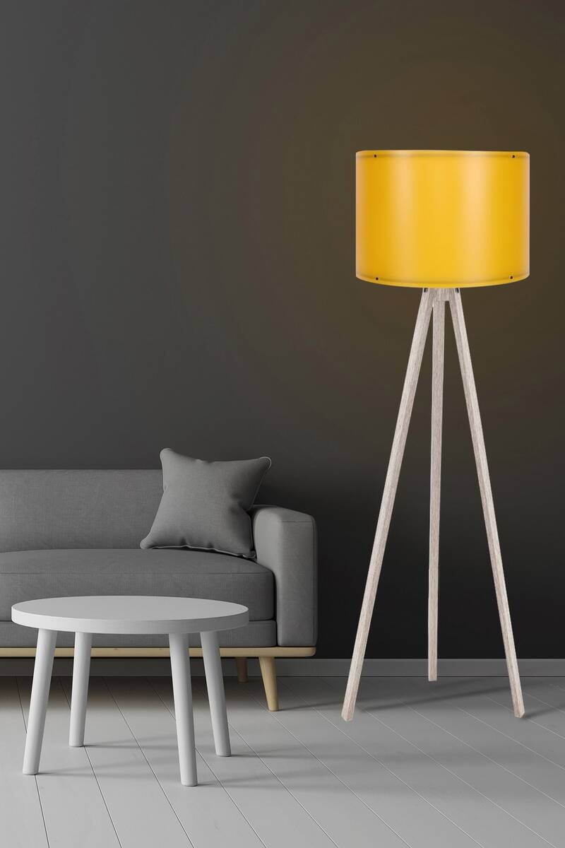 Opviq Stehlampe gelb creme Polypropylen MDF B/H/L: ca. 38x145x38 cm E27 1 Brennstellen