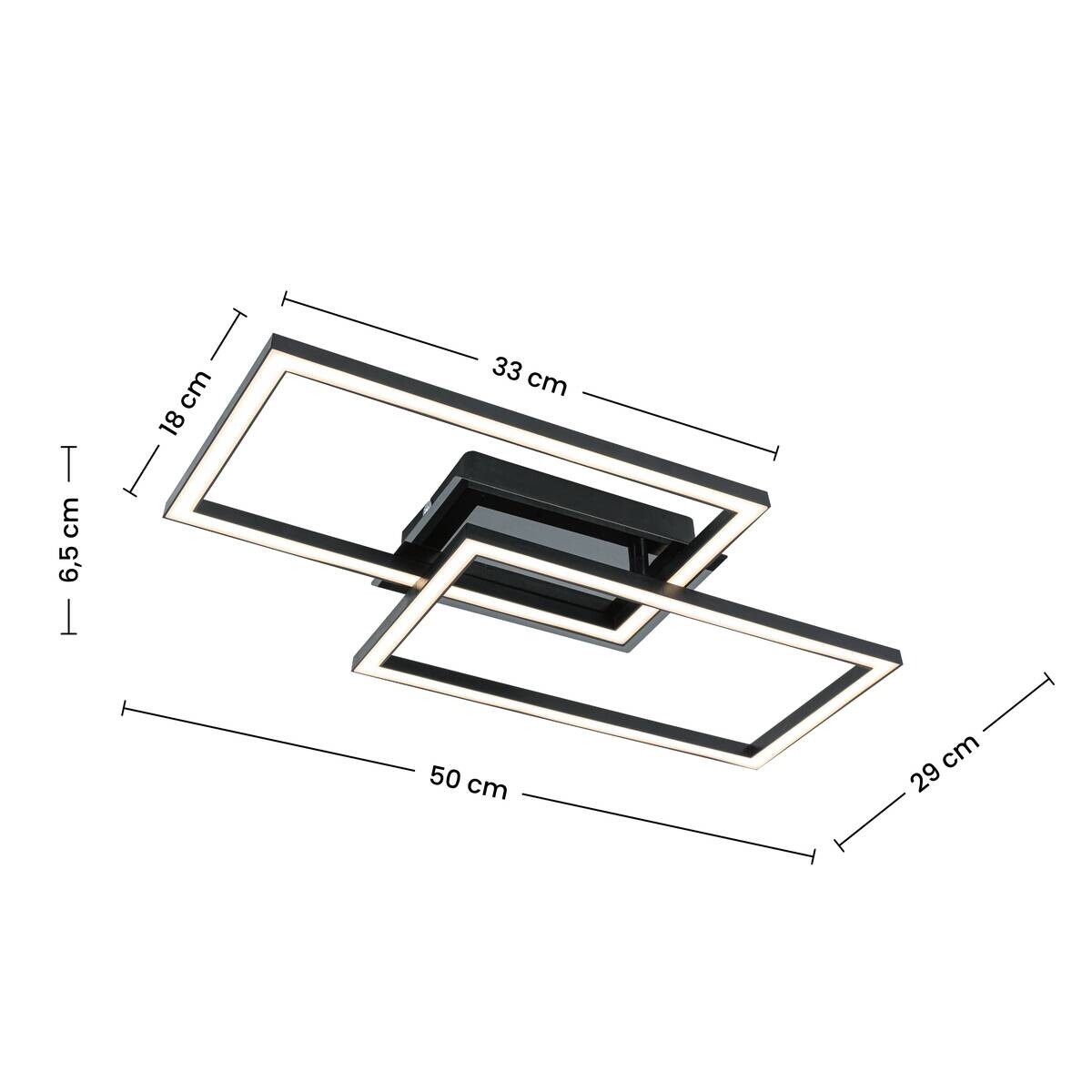 Nolo LED-Deckenleuchte Lenna schwarz Kunststoff B/H/L: ca. 50x6,5x29 cm