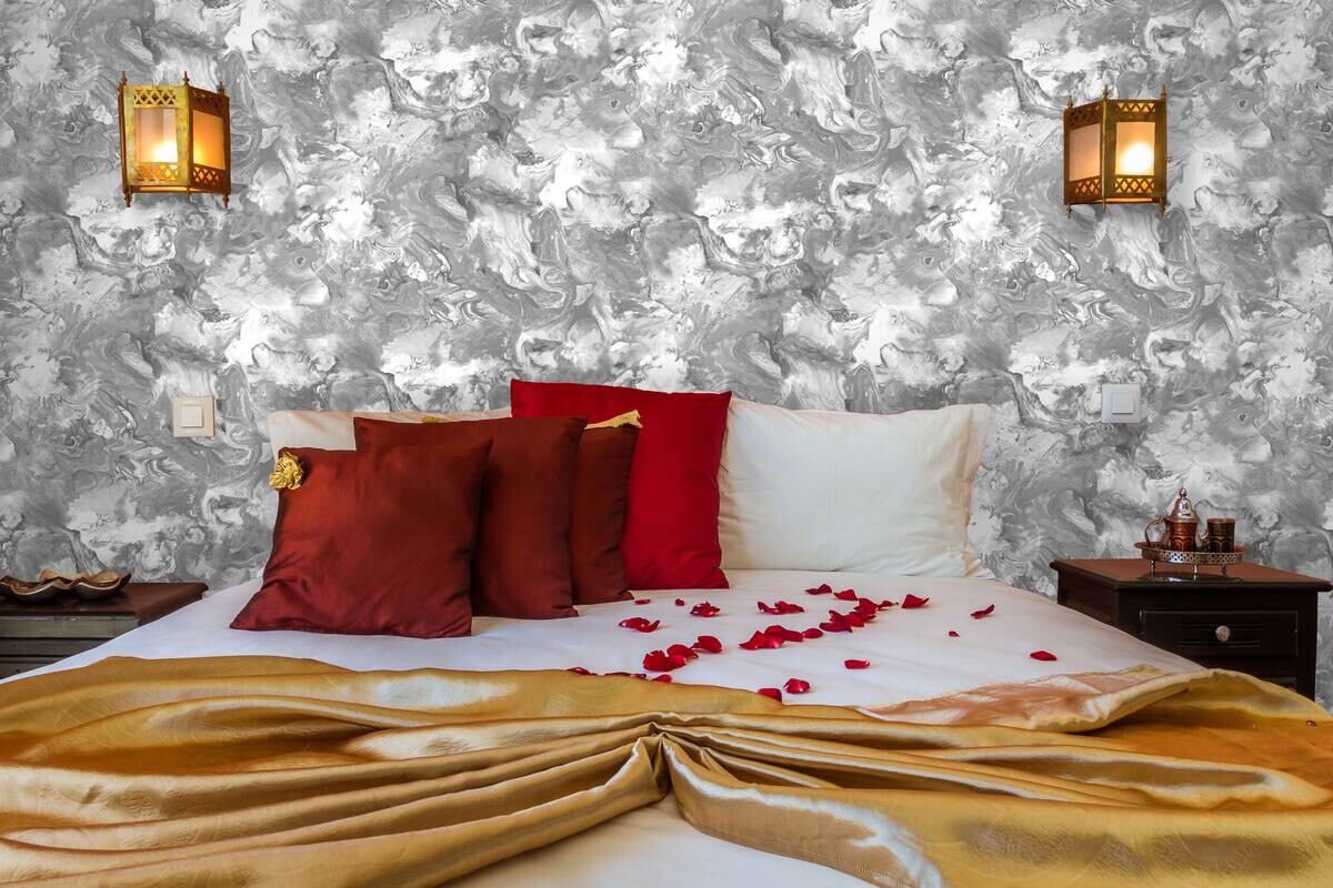 UGEPA Papiertapete Marmoroptik grau silber B/L: ca. 53x1005 cm