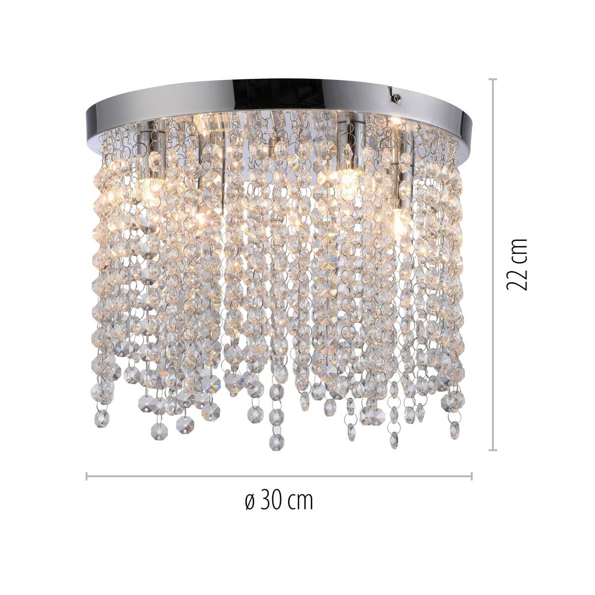 Just Light LED-Kronleuchter Kulunka Chrom B/H/L: ca. 30x22x30 cm 4 Brennstellen