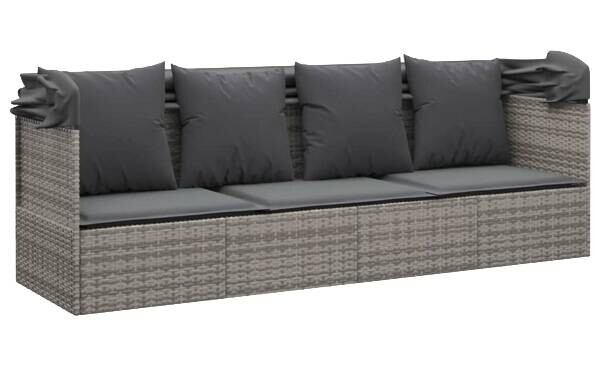 vidaXL Loungebett grau Rattan B/H/L: ca. 65x127x203 cm