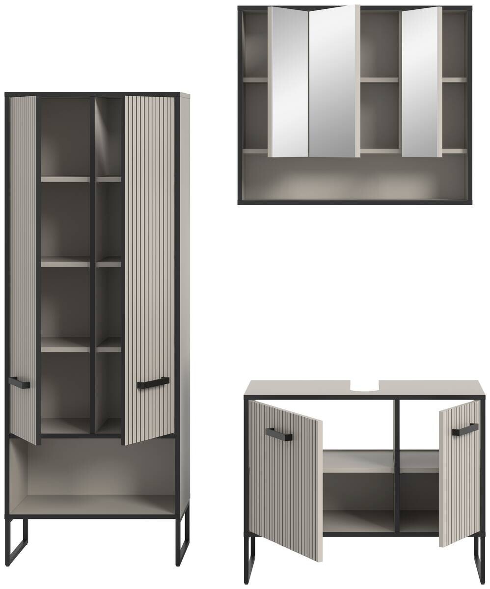 Badezimmer-Set BAGNO schwarz Kaschmirgrau Nachbildung B/H/T: ca. 154x192x36 cm