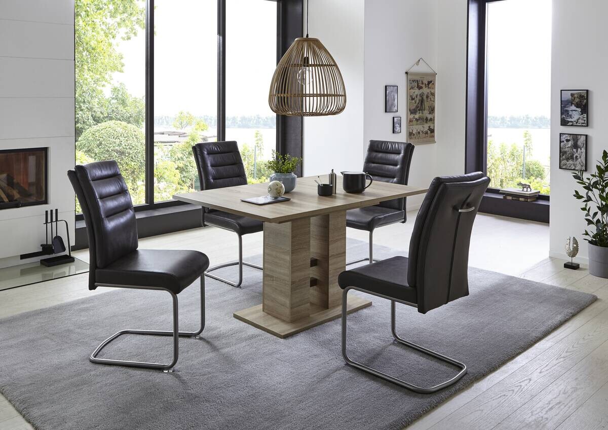 Essgruppe Paula III Eiche anthrazit Microfaser B/H/T: ca. 220x76x90 cm