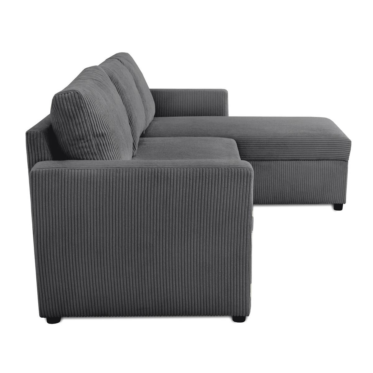 Ecksofa mit Bettfunktion und Bettkasten anthrazit Microfaser B/H/T: ca. 215x145x82 cm