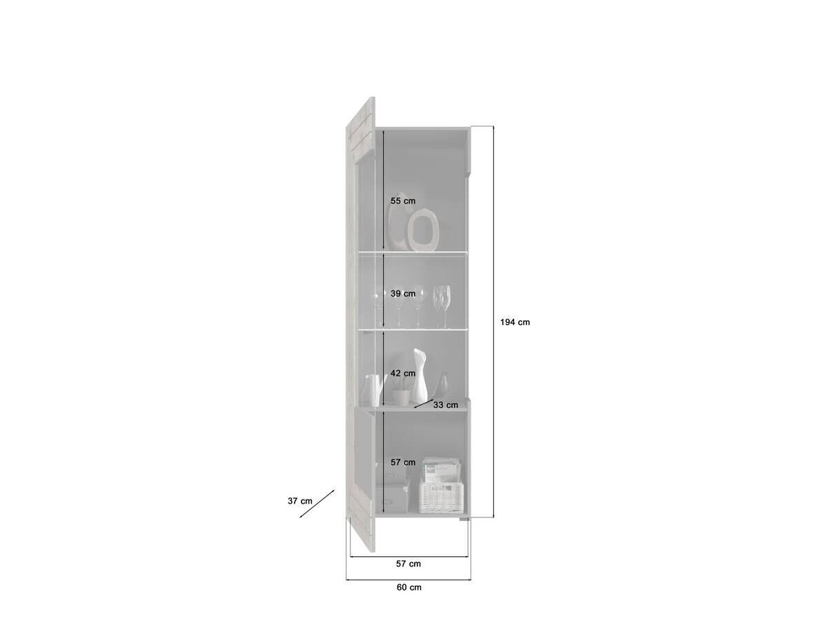 Wohnwand Freno grau matt Eiche Nox Oak Nachbildung B/H/T: ca. 350x195x40 cm