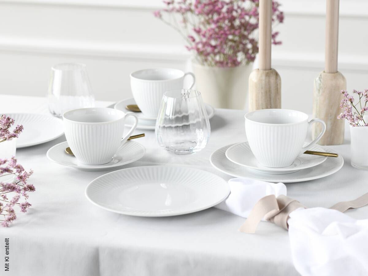CreaTable Kaffeeservice Valencia weiß Porzellan 18 tlg.