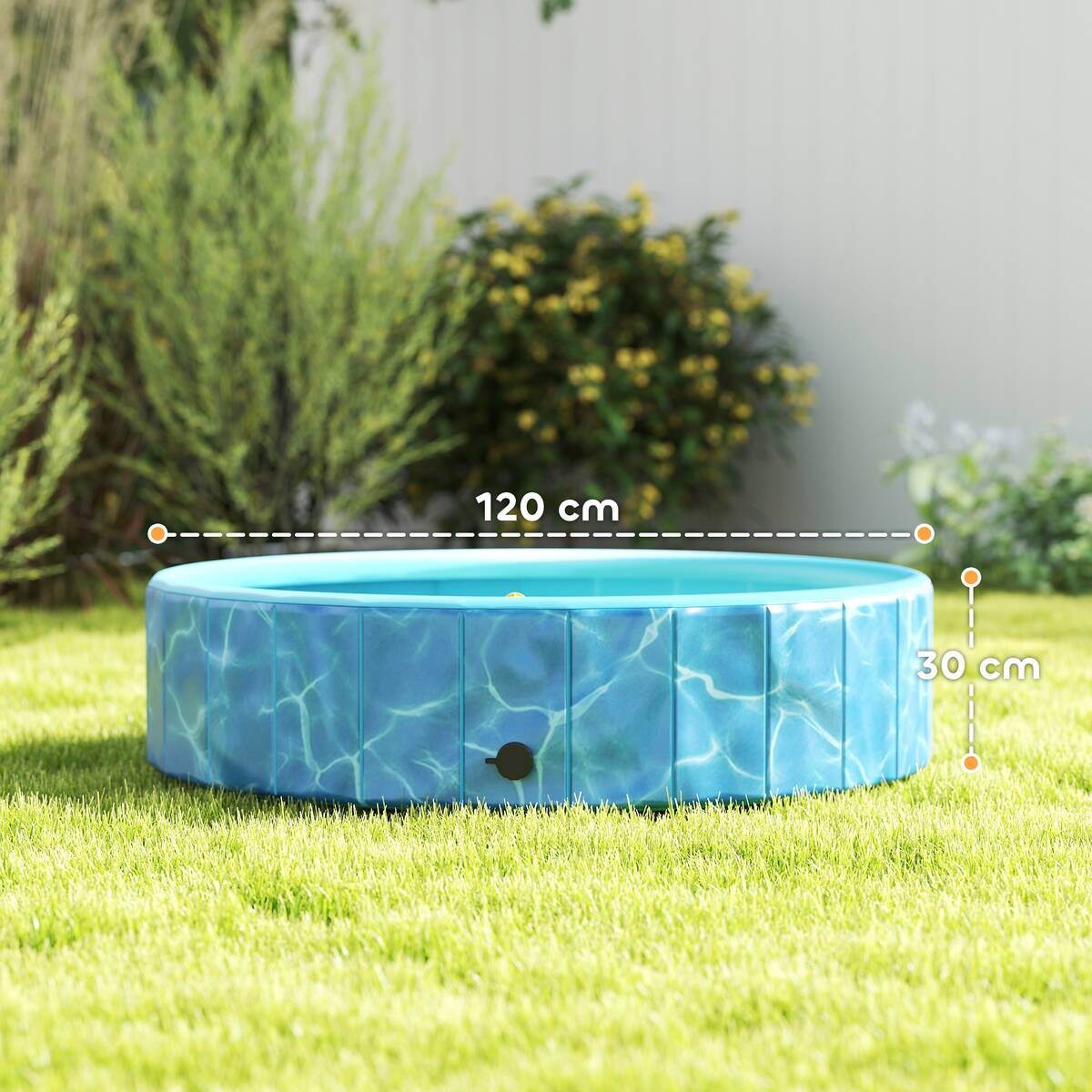 PawHut Hundepool blau Kunststoff B/H/L: ca. 120x30x120 cm