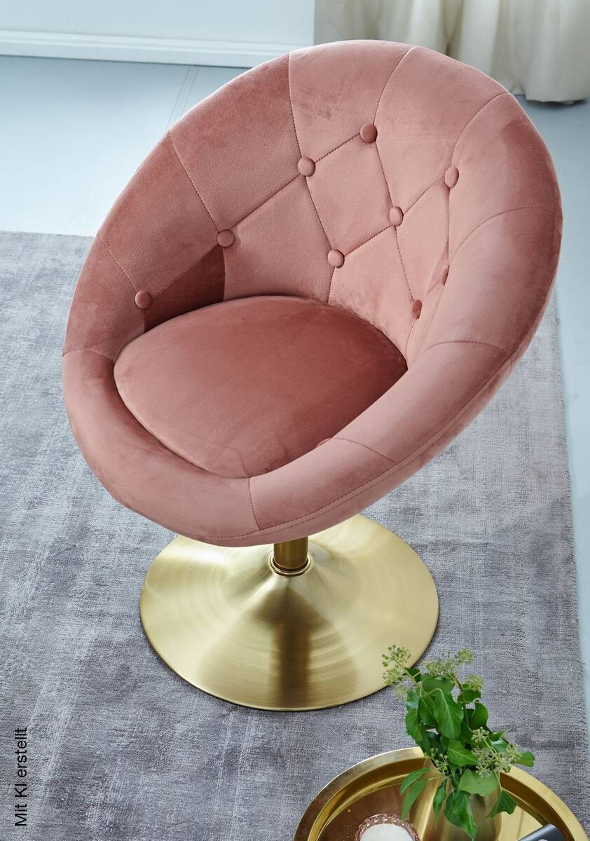 Wohnling Sessel rosa gold Samt Eisen B/H/T: ca. 67x80x62 cm