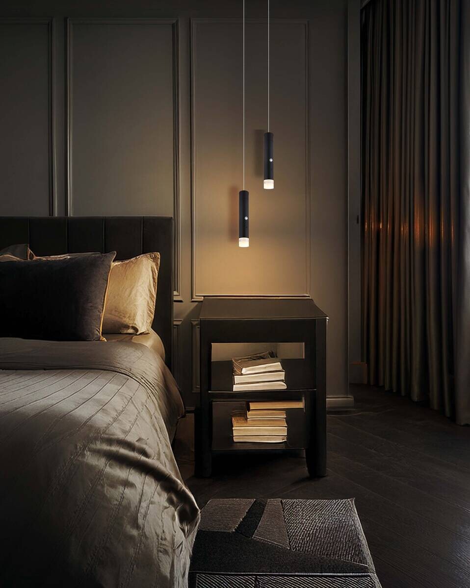 GLOBO LED-Hängeleuchte klar mattschwarz Metall Acryl H/D: ca. 120x3,8 cm 1.0 Brennstellen