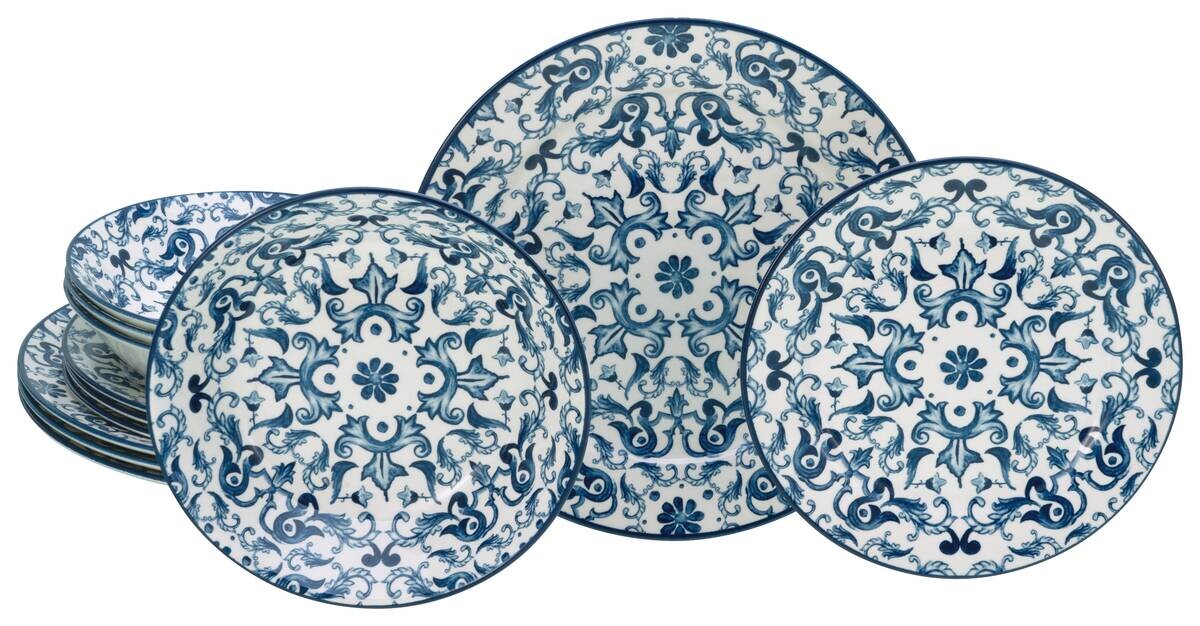 CreaTable Tafelservice Fresco blau Steingut 12 tlg.