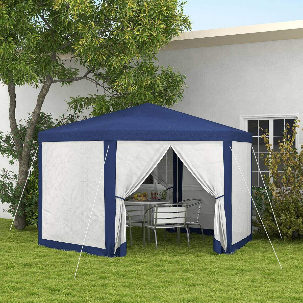Outsunny Pavillon blau Polyester B/H/L: ca. 341,2x250x394 cm