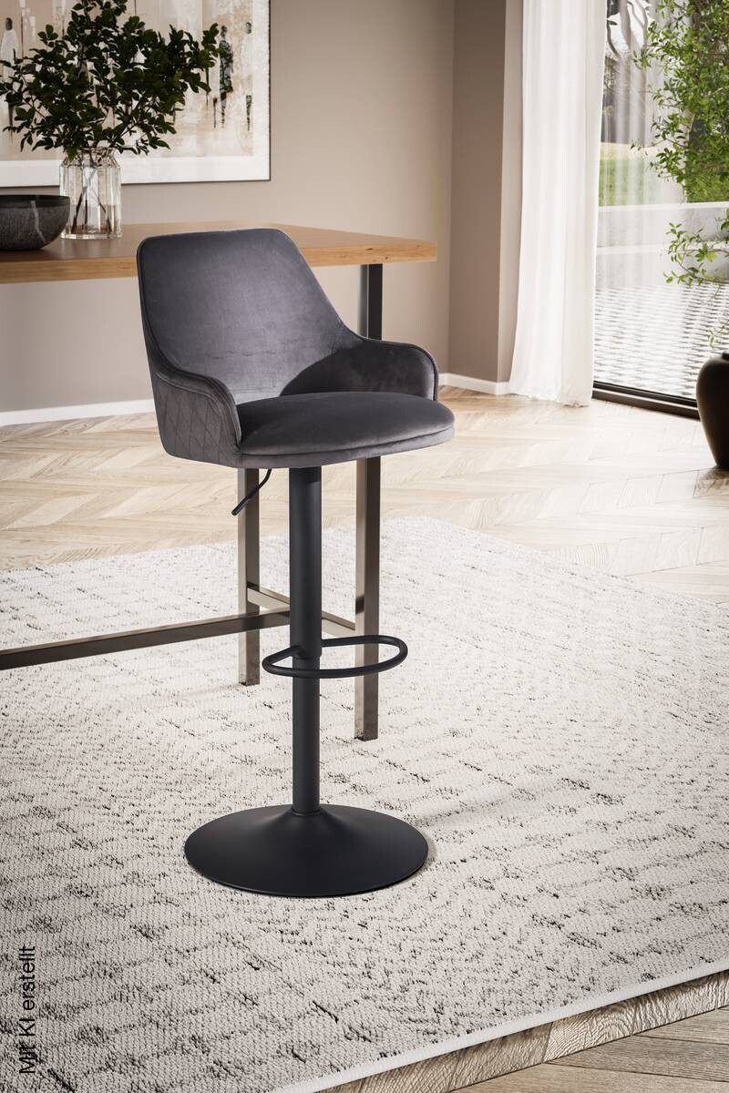 Barhocker grau Samt B/H/T: ca. 45x106x45 cm