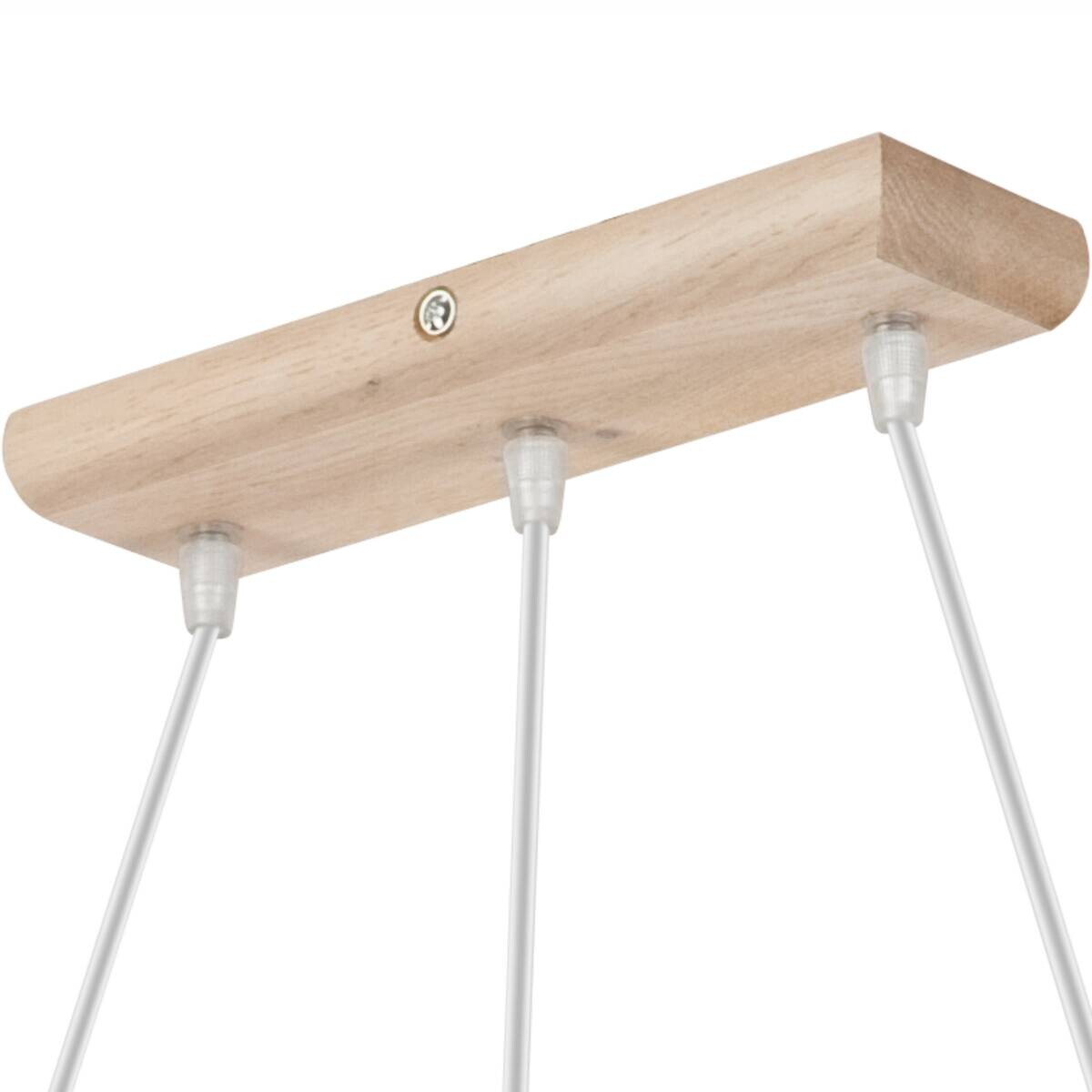 Lamkur Deckenleuchte weiß Stahl Holz B/H/L: ca. 28x28x90 cm 3 Brennstellen