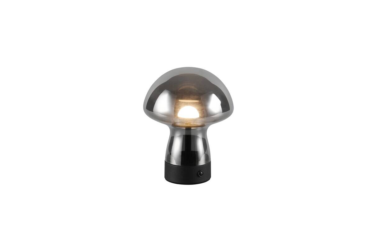 Reality LED Tischleuchte DOOLEY Rauch Glas H: ca. 18 cm 1 Brennstellen