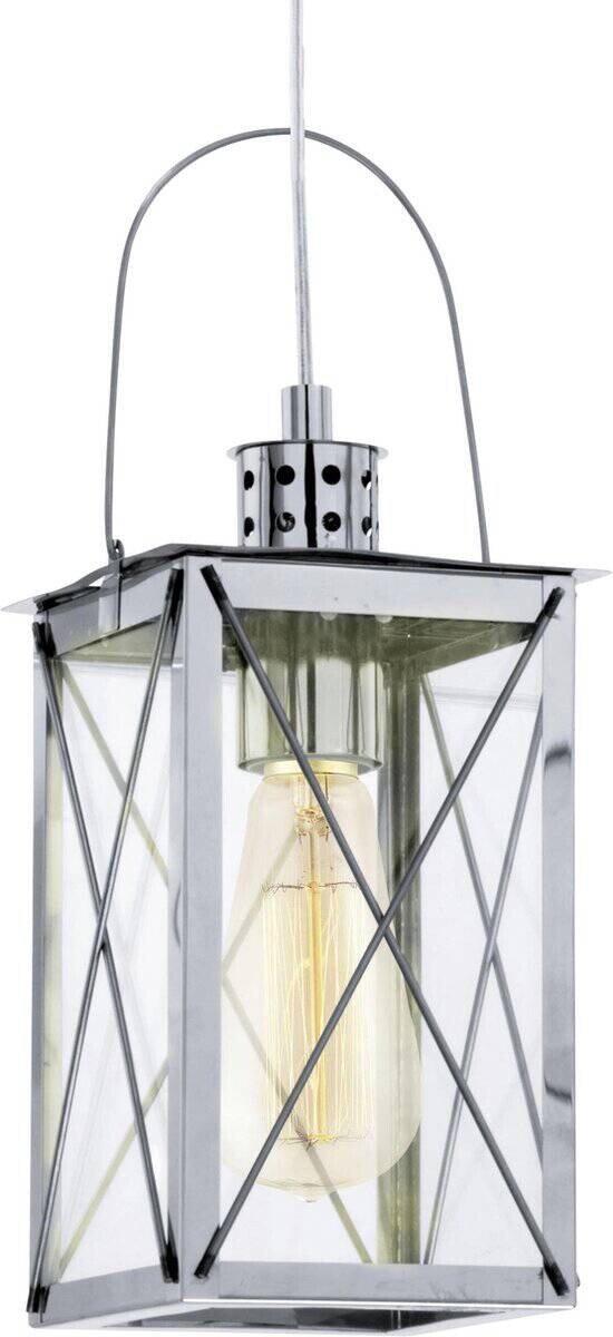Eglo Pendelleuchte Donmington silber Glas Stahl B/H/L: ca. 15x110x15 cm E27 1 Brennstellen