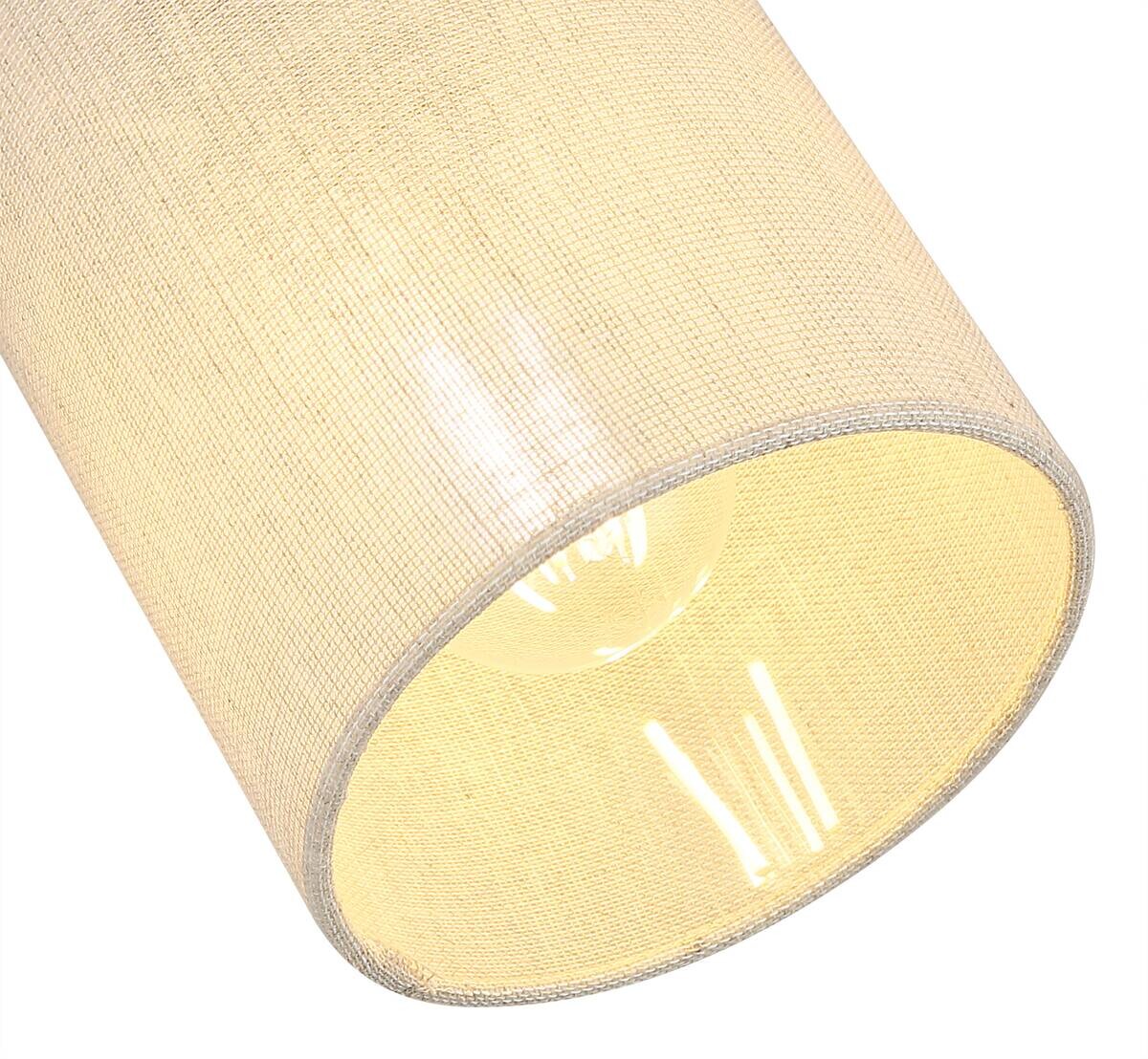 GLOBO Spot JULE braun Holz Leinen B/H/T: ca. 13x24x56 cm E27 3 Brennstellen