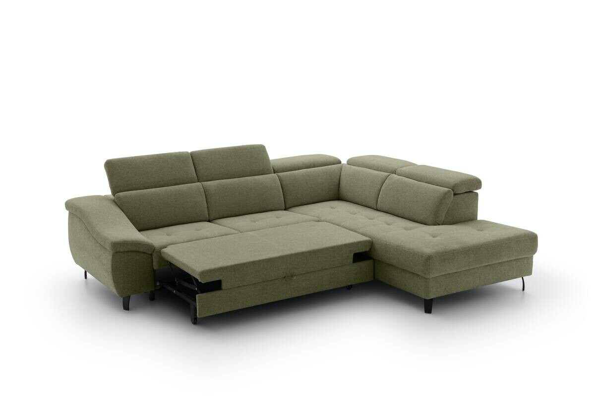 Ecksofa mit Bettfunktion grün Flachgewebe B/H/T: ca. 280x96x238 cm