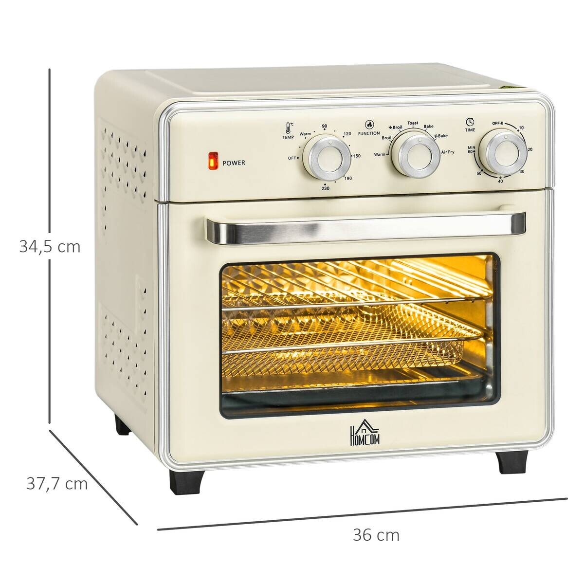 HOMCOM Küchengerät 800-152V90CW cremeweiß Edelstahl B/H/L: ca. 37,7x36x34,5 cm