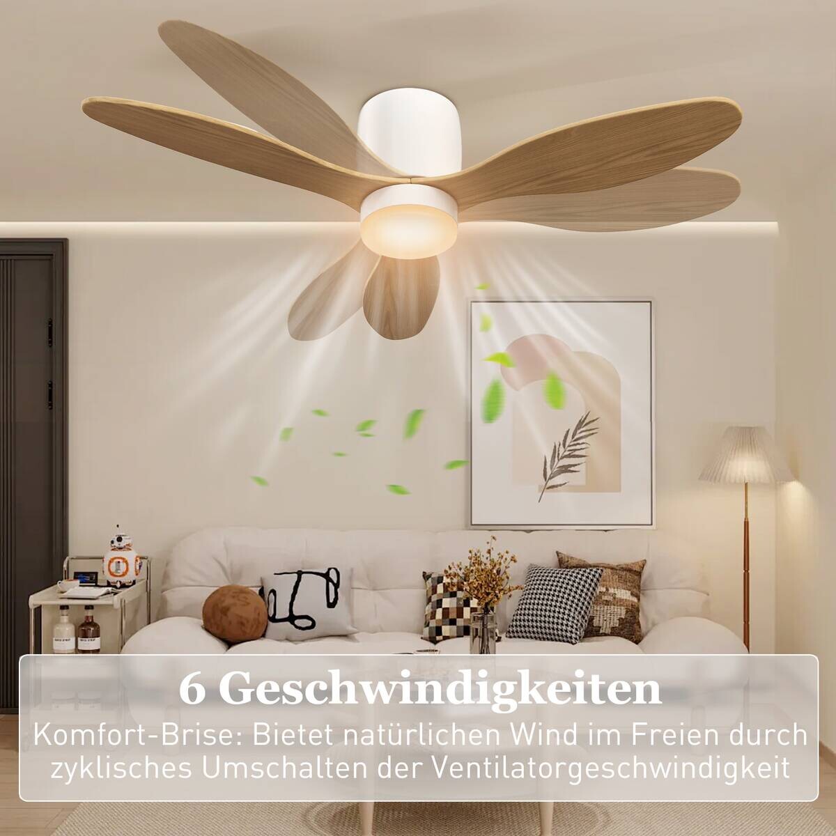 HOMCOM Deckenventilator natur B/H/L: ca. 115x20x115 cm max. 50 W