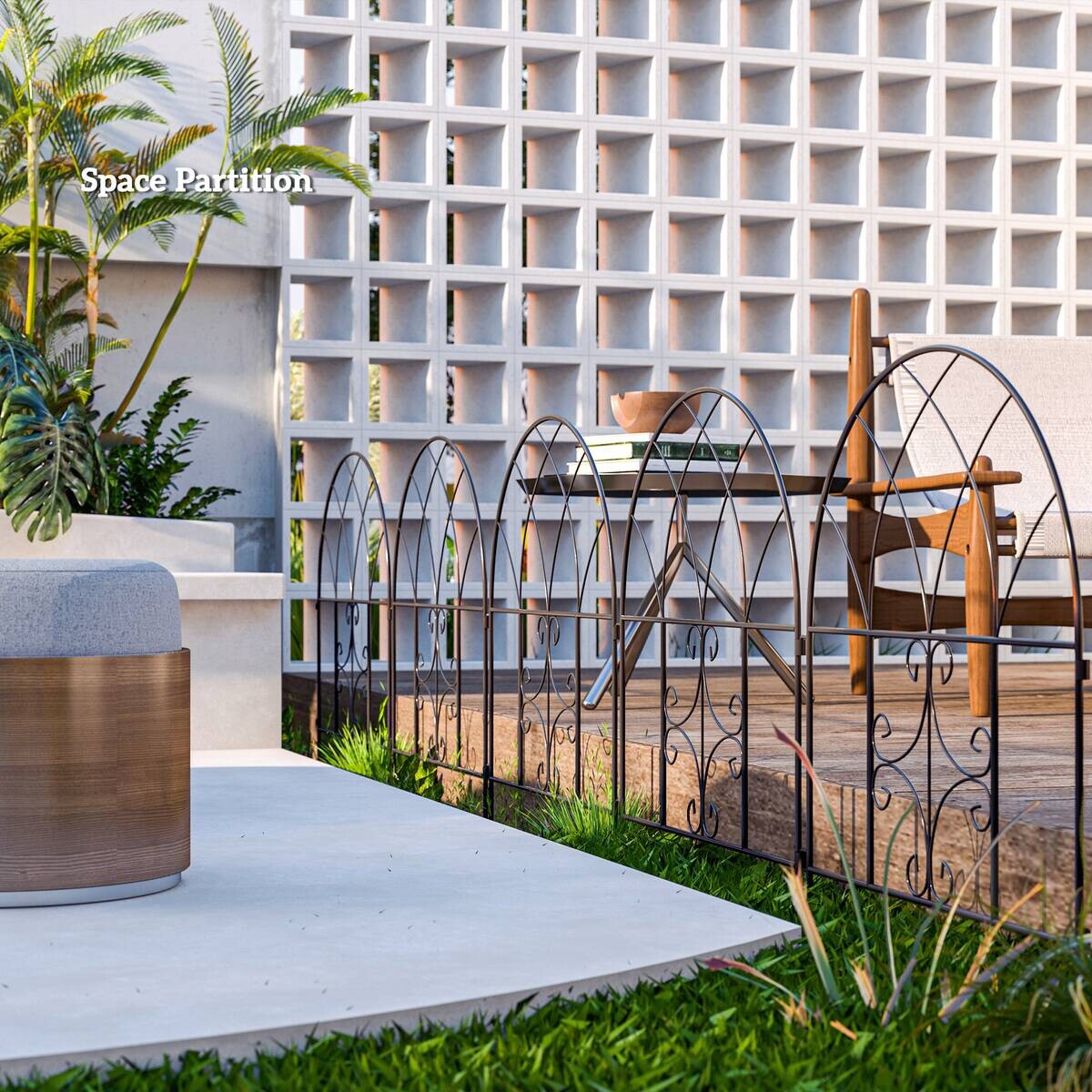 Outsunny Gartenzaun schwarz Stahl B/H/L: ca. 1x70x300 cm