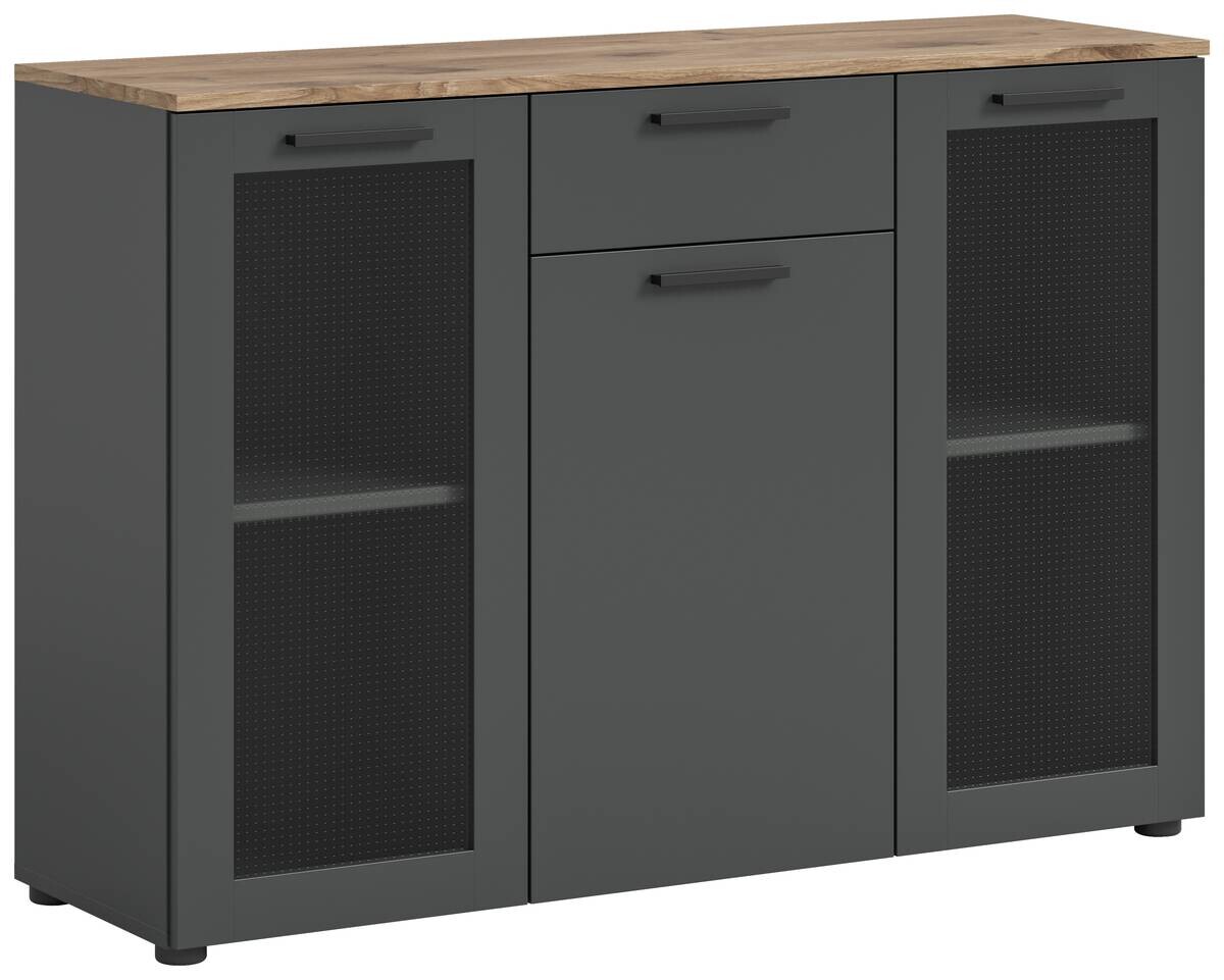 Sideboard Niklas anthrazit Eiche Nox Oak Nachbildung B/H/T: ca. 120x84x35 cm