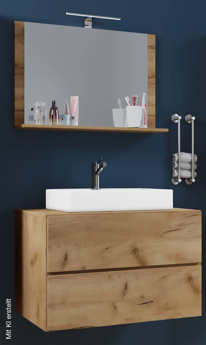 Waschplatz 3tlg-Lendas weiß Eiche Honig Nachbildung B/H/T: ca. 80x52x52 cm