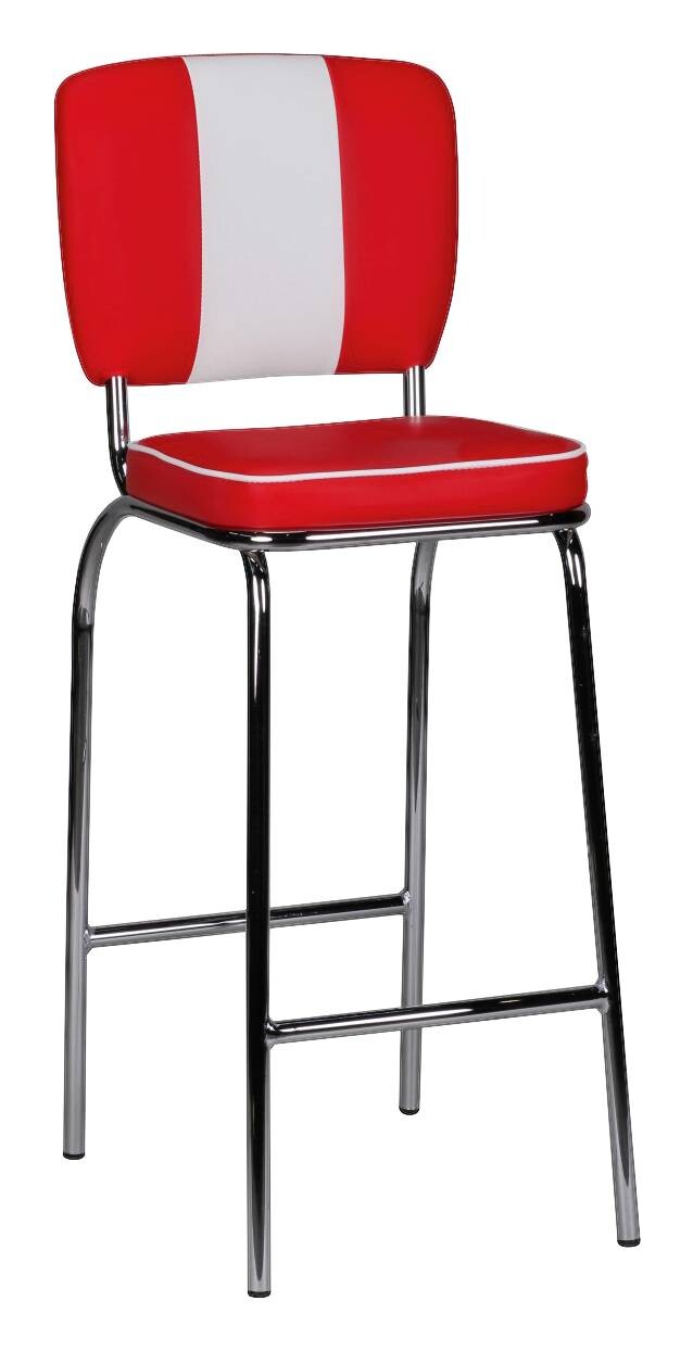 Barhocker rot weiß Kunstleder Stoff B/H/T: ca. 40x110x38 cm