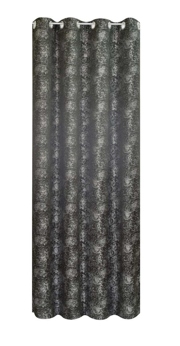 POCOline Ösenvorhang Roses schwarz 100% Polyester B/H: ca. 140x245 cm