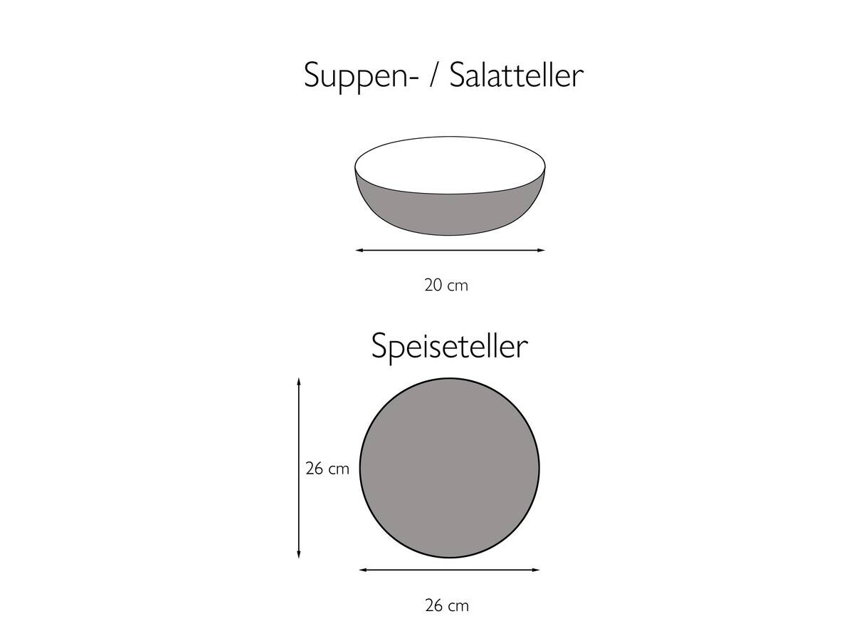 CreaTable Tafelservice Chef Collection grau Porzellan 12 tlg.