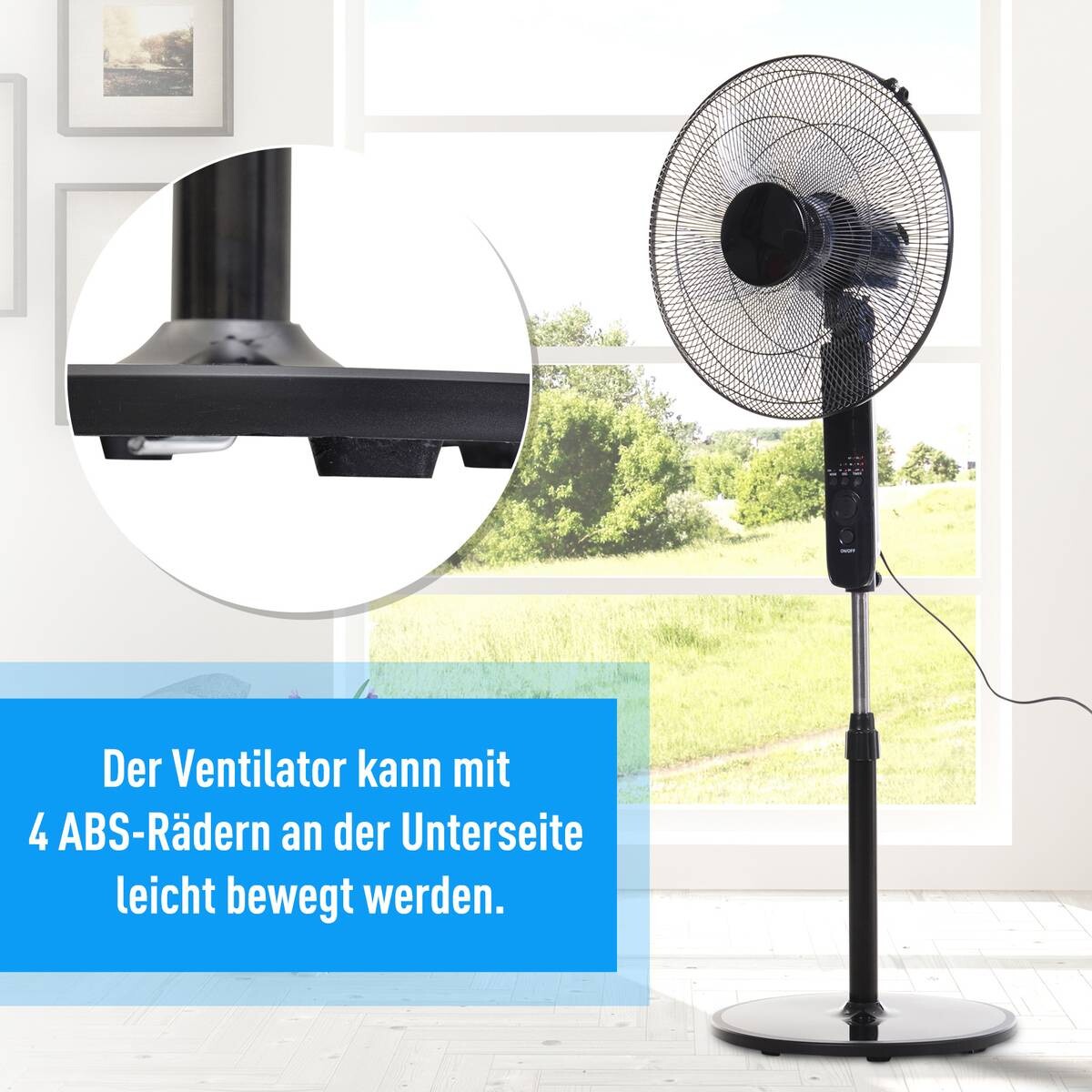 HOMCOM Standventilator mit Fernbedienung schwarz Metall Kunststoff H/D: ca. 124x45 cm