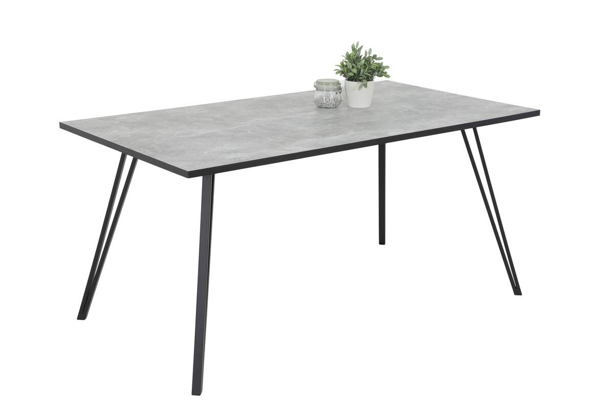 Esstisch Oksana Beton Optik schwarz pulverbeschichtet B/H/T: ca. 160x76x90 cm