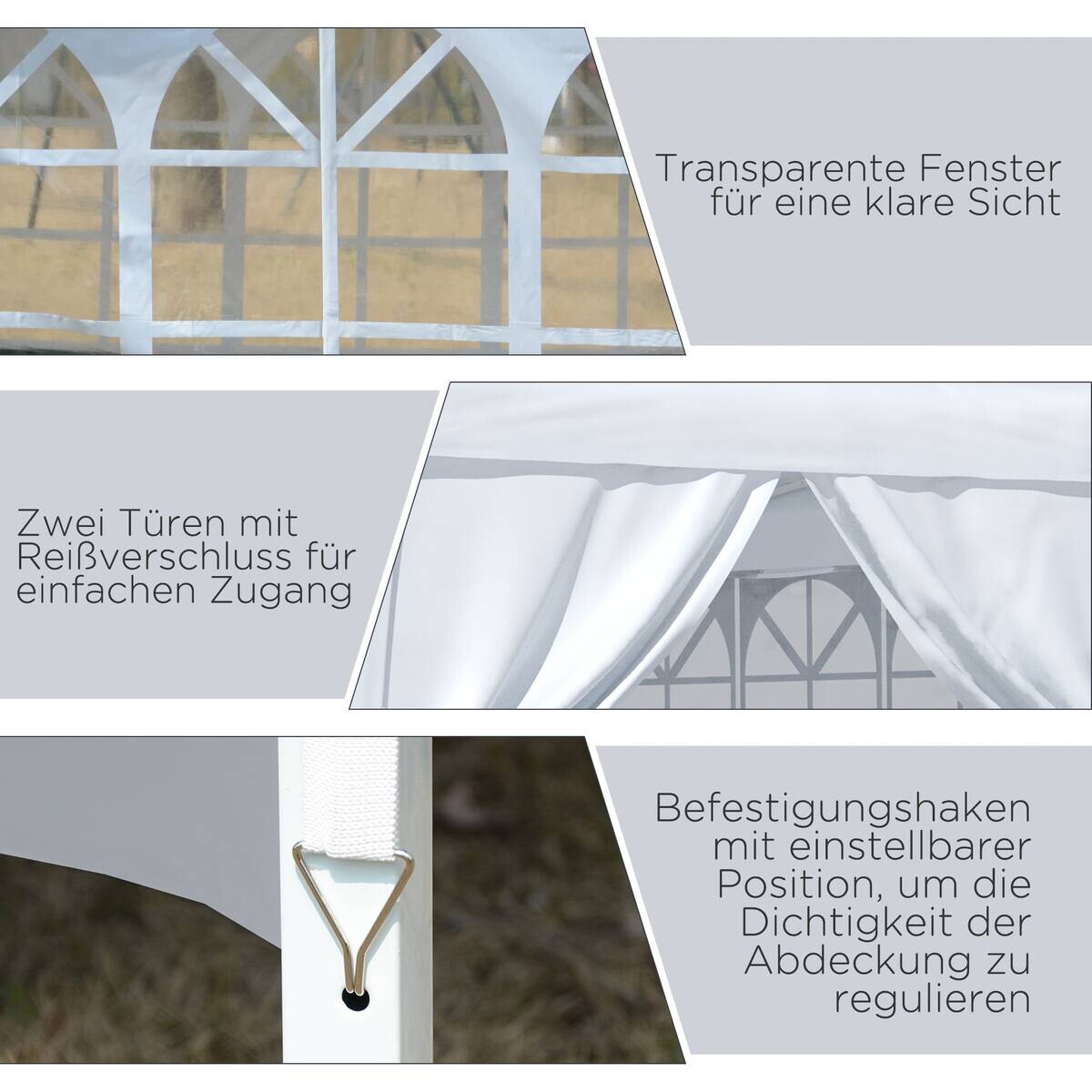 Outsunny Pavillon weiß Polyester B/H/L: ca. 2,95x2,95x2,58 cm