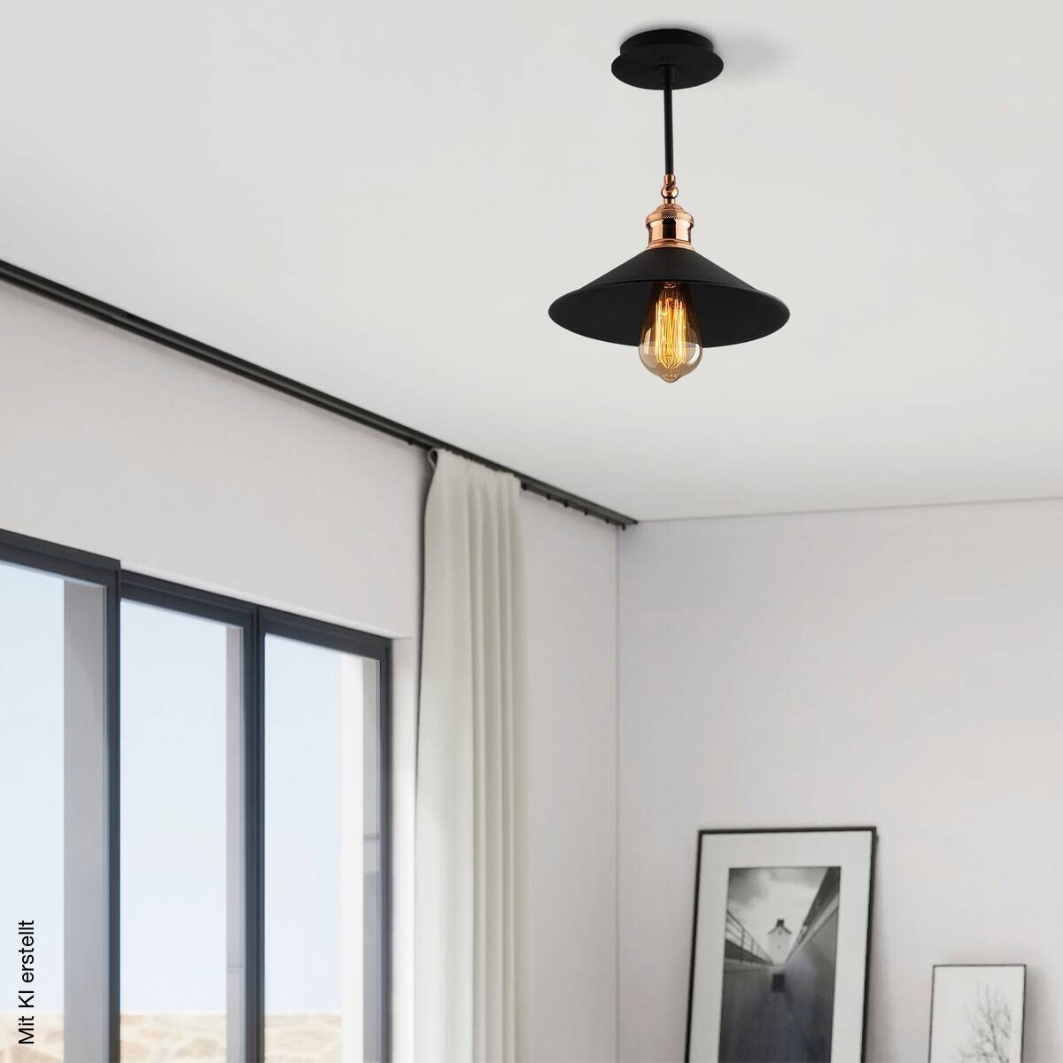 Opviq Pendelleuchte Berceste schwarz Metall B/H/T/L/D: ca. 24x31x24x24x24 cm E27 1 Brennstellen