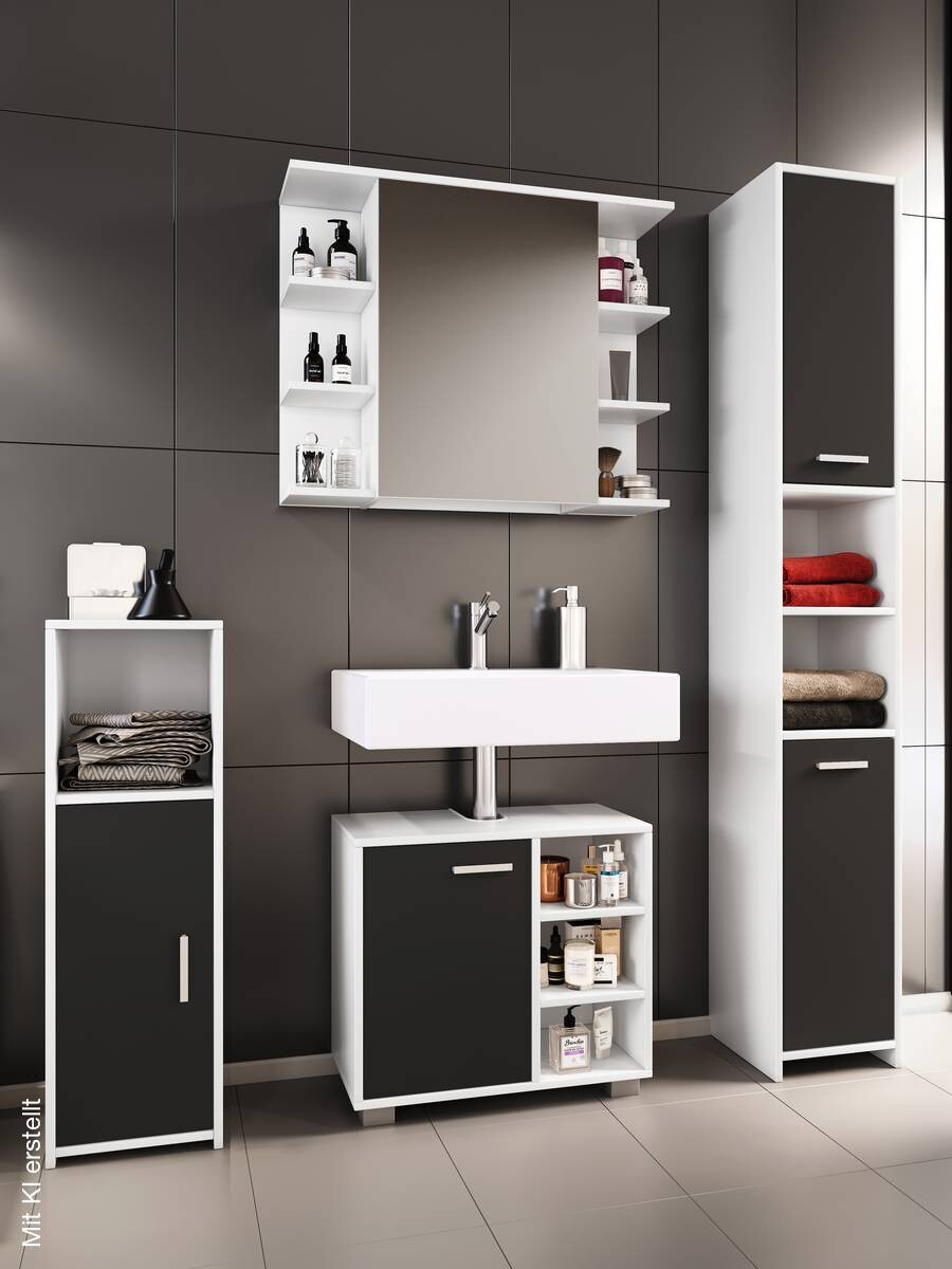 Badezimmer-Set Zalo weiß schwarz