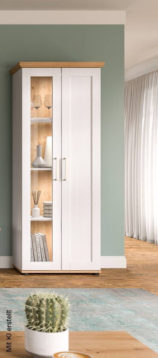 Vitrinenschrank VERONA Lärche Nachbildung Eiche Nachbildung B/H/T: ca. 64x161x37 cm