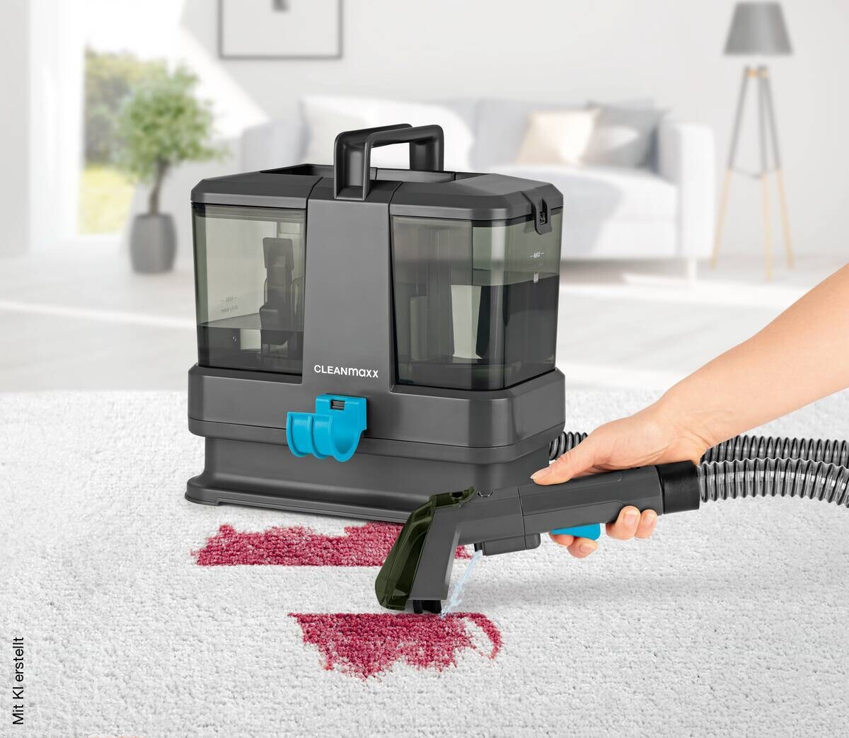 CLEANmaxx Polster -und Teppichreiniger 16382 grau blau Kunststoff B/H/L: ca. 22x27x26 cm