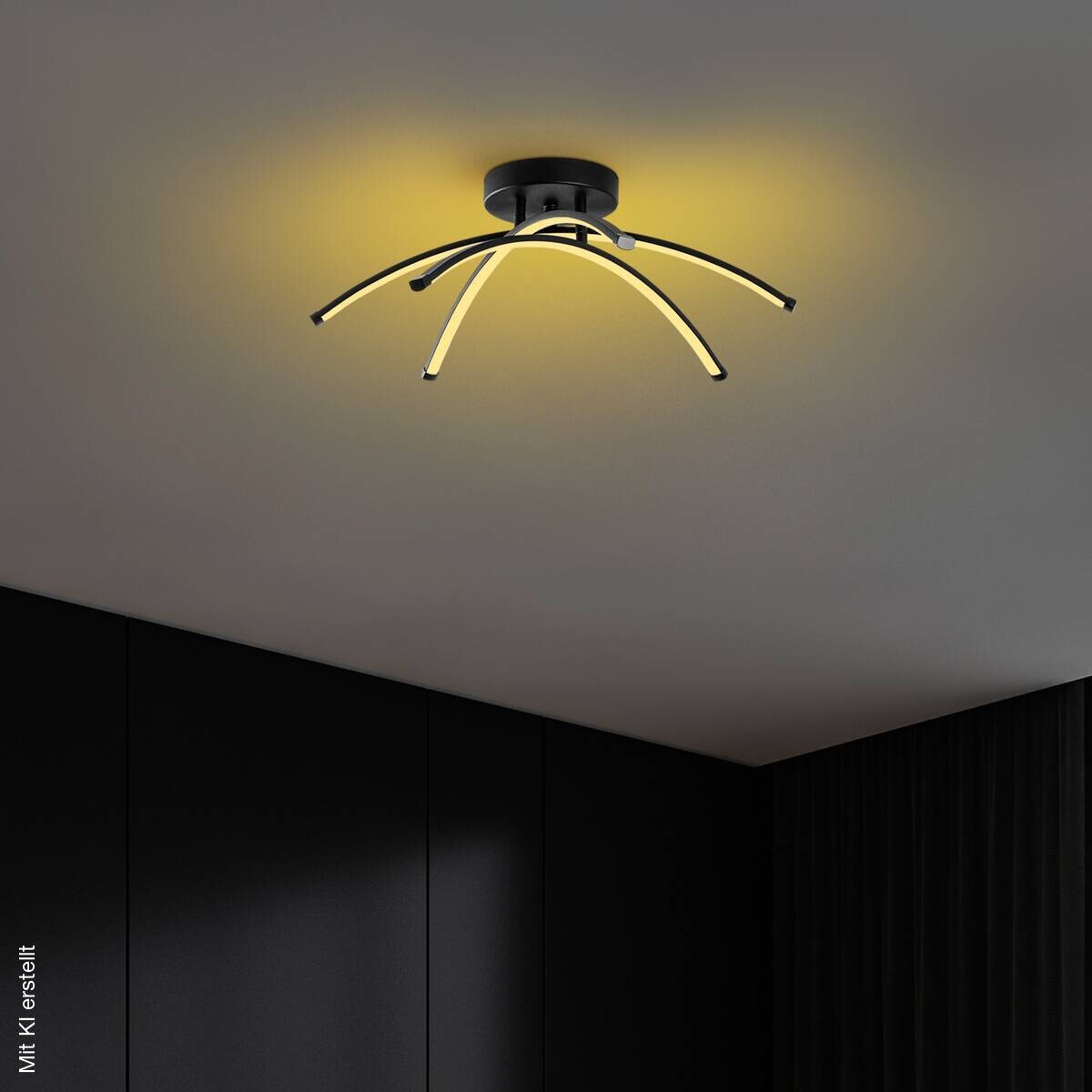 Opviq LED-Deckenleuchte schwarz B/H/T: ca. 57x20x57 cm