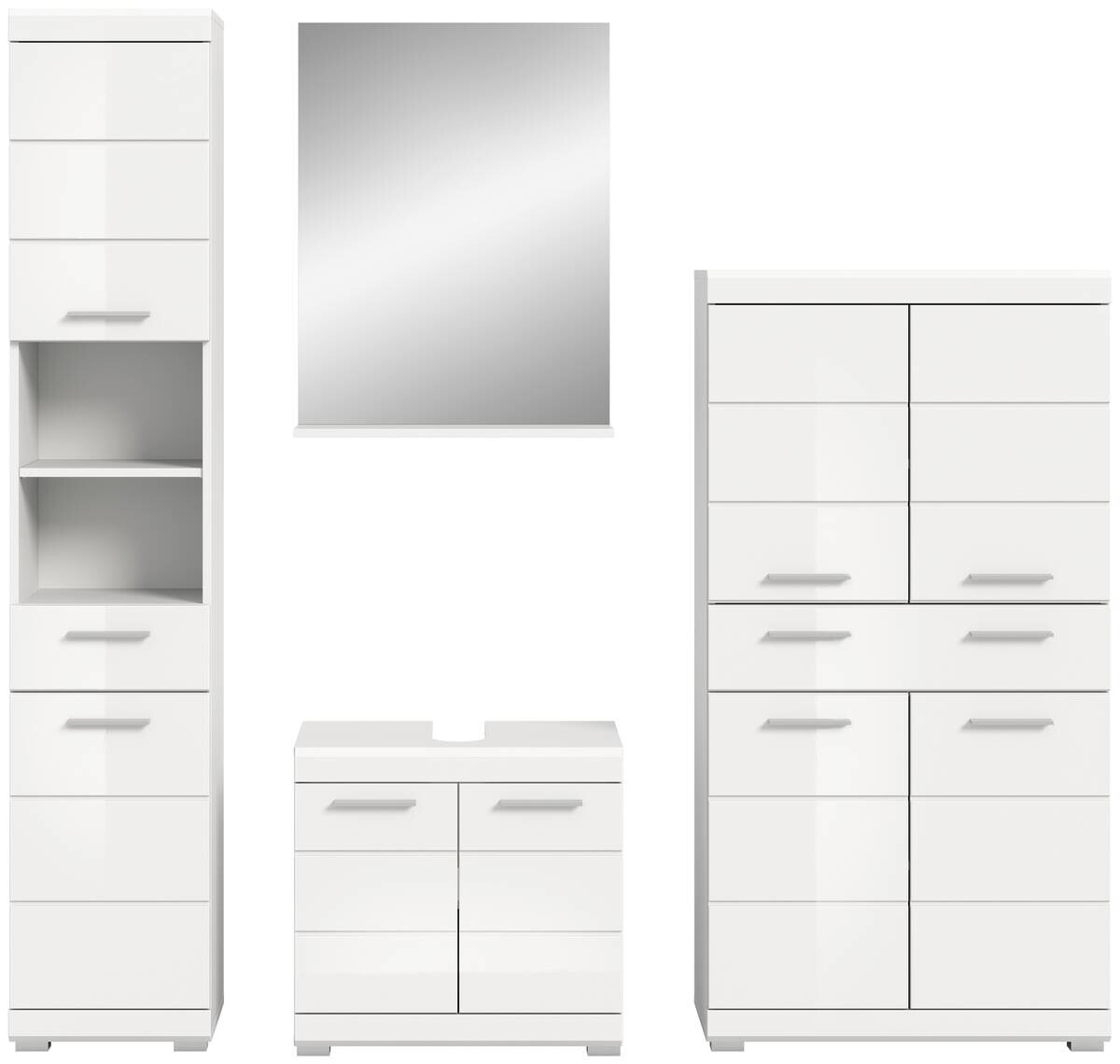 Badezimmer-Set Scout weiß weiß Hochglanz B/H/T: ca. 186x191x34 cm