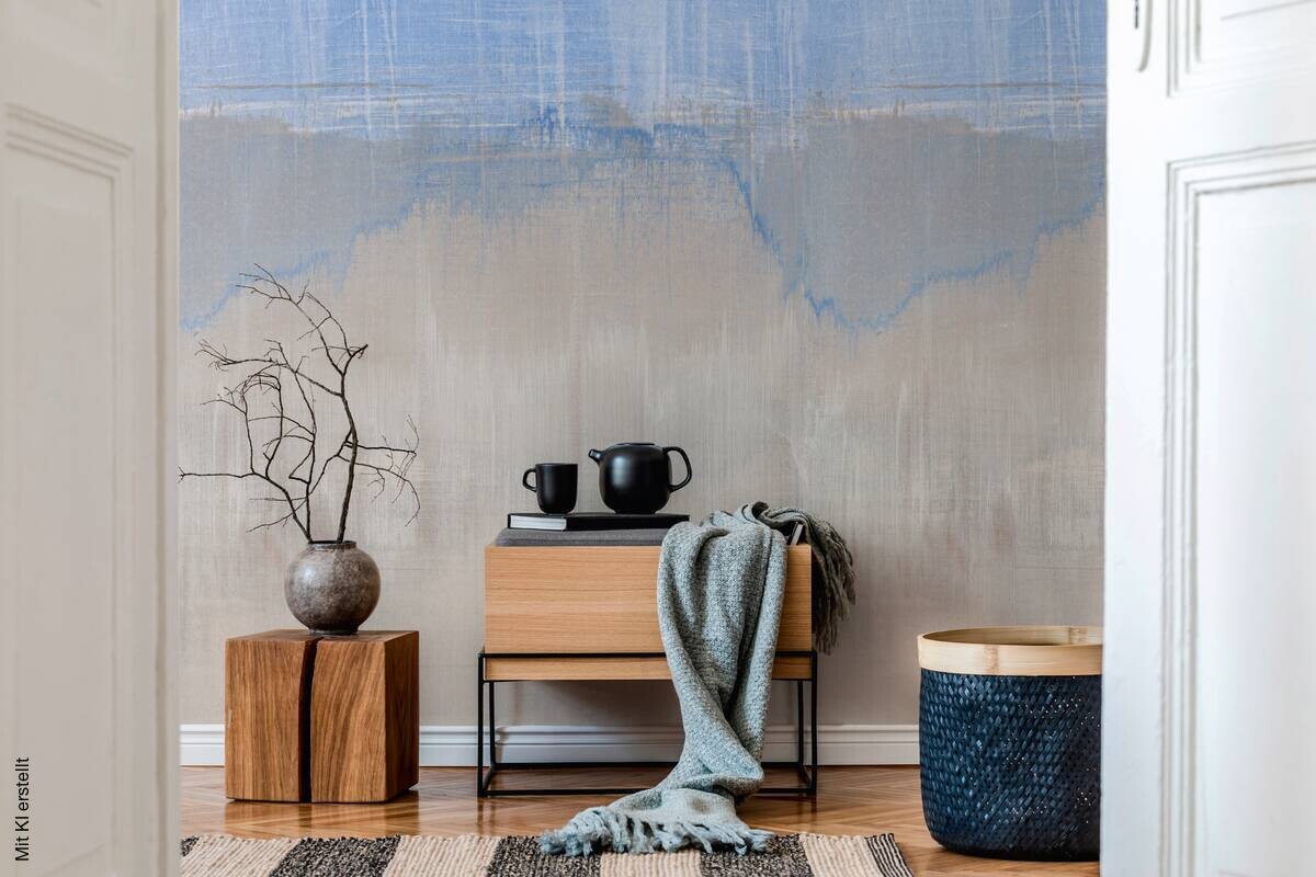 Livingwalls Fototapete Farbverlauf grau blau B/L: ca. 280x212 cm
