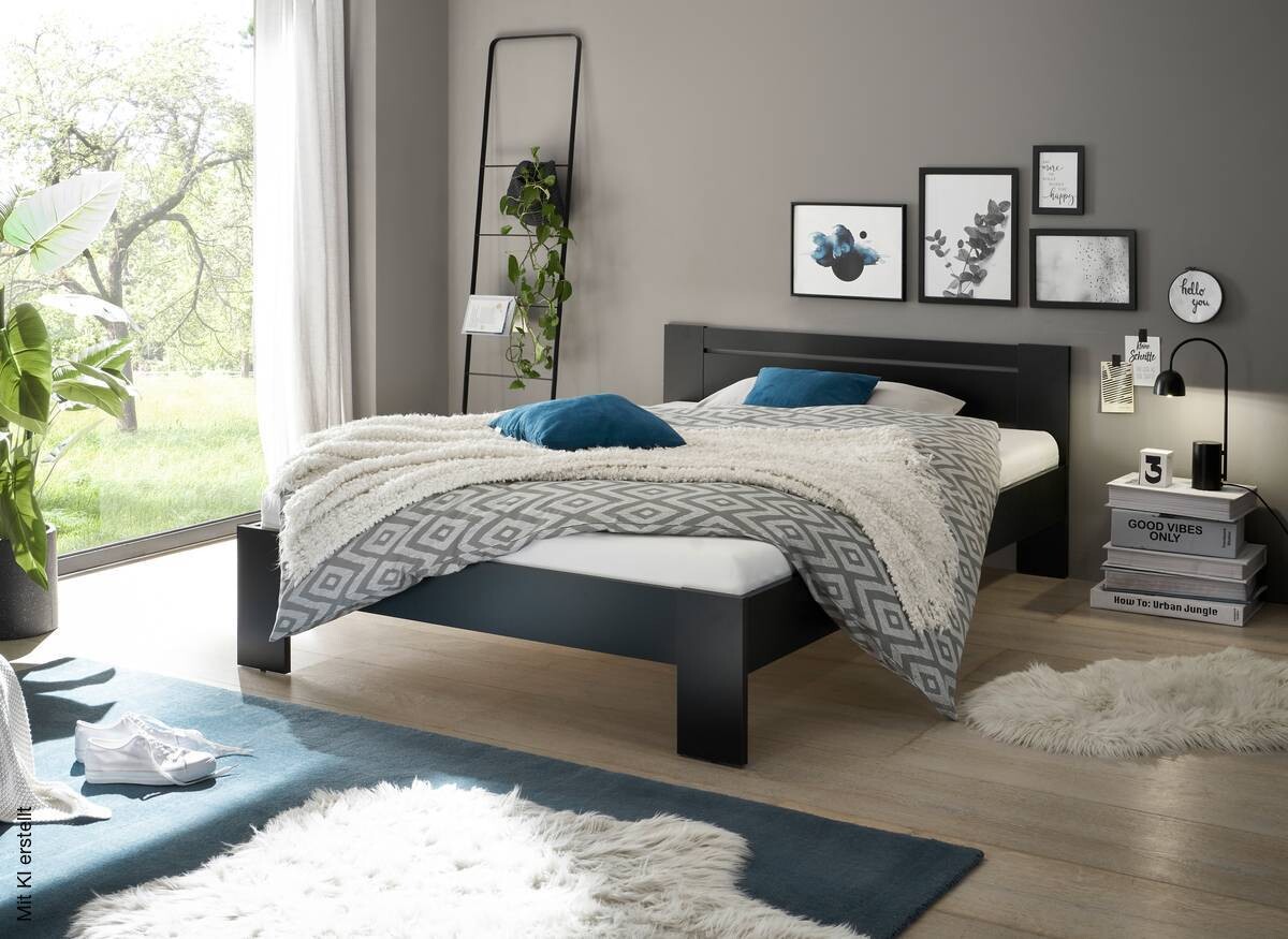 Futonbett Cannes schwarz Liegefläche B/L: ca. 140x200 cm