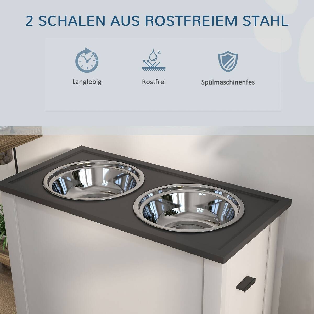 PawHut Futterstation weiß MDF B/H/L: ca. 30x42x60 cm