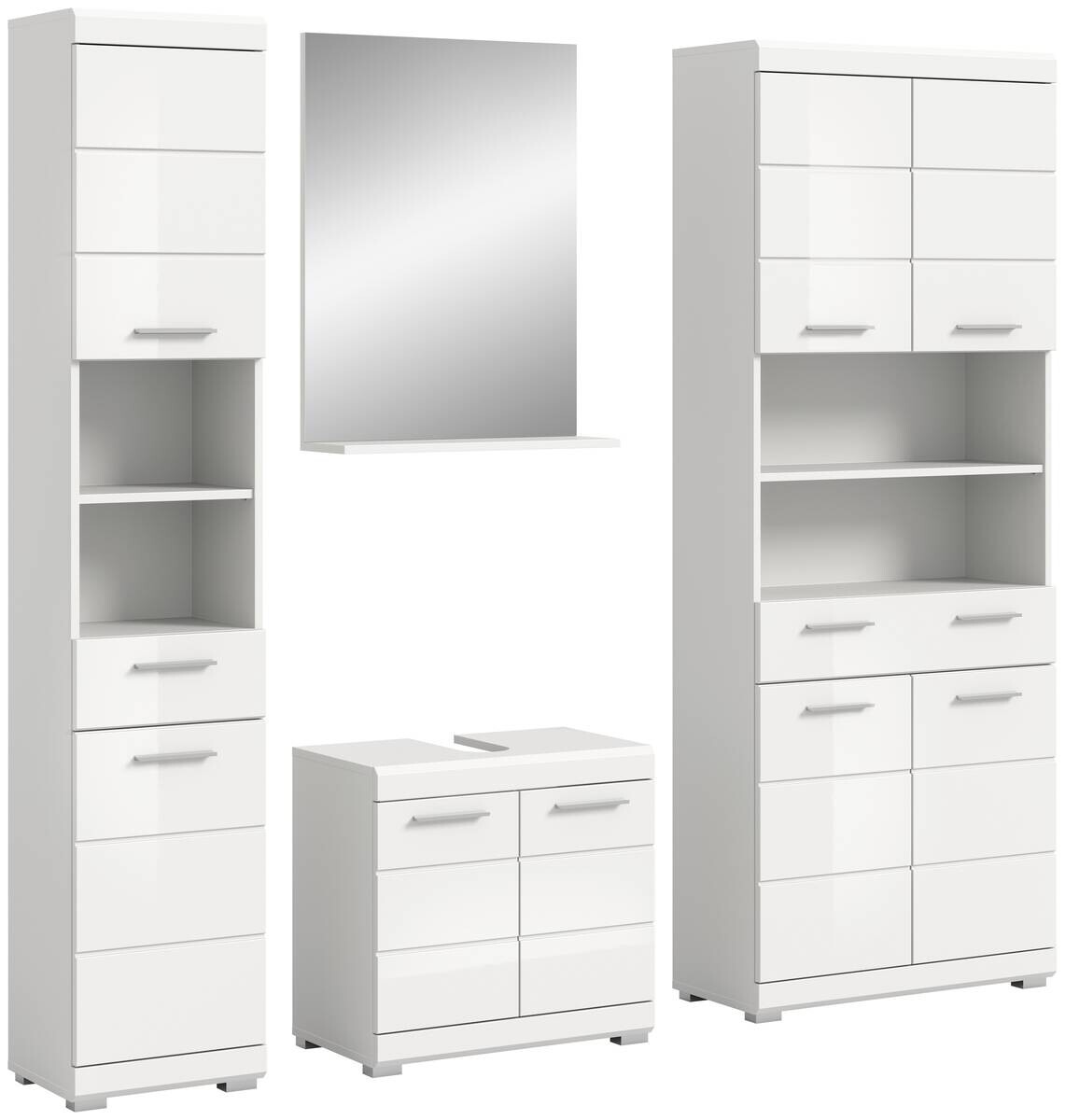 Badezimmer-Set Scout weiß weiß Hochglanz B/H/T: ca. 186x191x34 cm