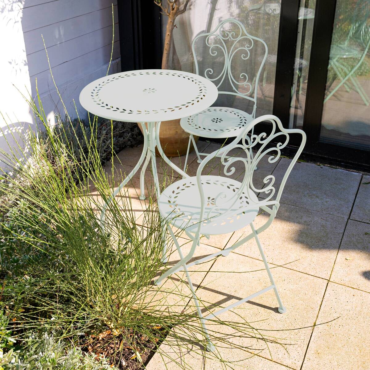 AXI Outdoor Living Bistroset Marilo weiß Metall B/H/L: ca. 60x92x60 cm