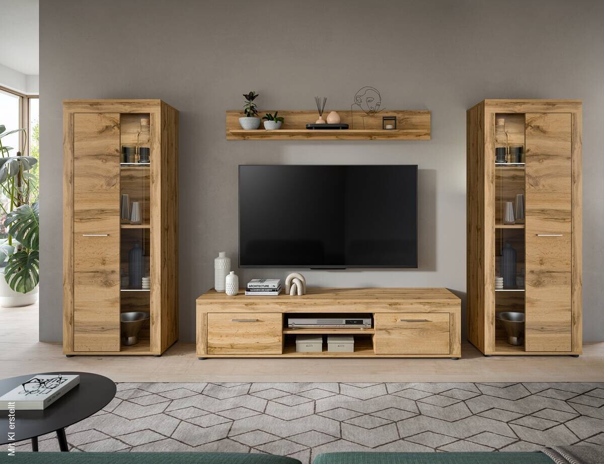 Wohnwand Jam Eiche Wotan Nachbildung B/H/T: ca. 310x159x35 cm