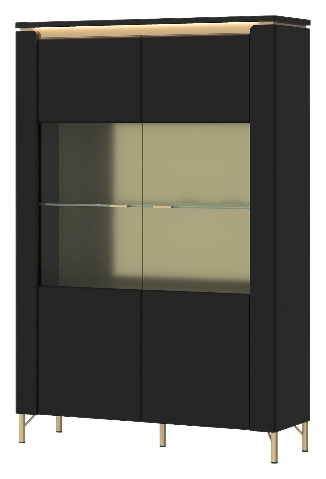 Highboard Norica schwarz matt gold Optik B/H/T: ca. 110x169x40 cm